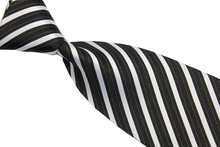 NT0526 White Black Stripes Classic Silk Polyester Man s Jacquard Woven Necktie BusinessCasual Knitting Ties Gravata