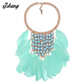 Statement Fashion Women 2016 Necklace Pendant Collier Femme Collar Choker Big Beads Bib Feather Maxi Jewelry