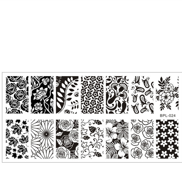Flower Theme Nail Art Stamp Template Image Plate Rctangular Stamping PLates BORN PRETTY BP L024 12