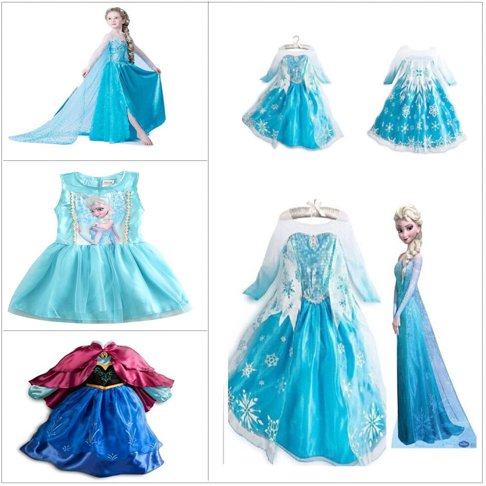 Hot Girls Princess Cartoon Elsa Dress Princess Dress Children Summer Kids Dresses Custom Baby Cosplay Party