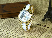 Oro de moda de lujo relojes de cuarzo marca correa reloj para hombres mujeres ladies cuarzo reloj de pulsera impermeable militar