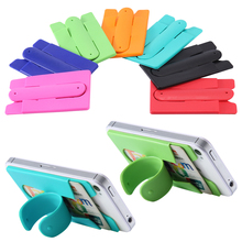 Universal Silicone Back Sticker Mobile Phone Stand Holder For iPhone Samsung LG HTC Sony Huawei Smartphone Case With Card Slot