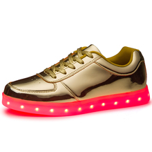 Gold Silver Men Led Shoes Men Casual Shoes Led Fashion Men Led Light Shoes Breathable