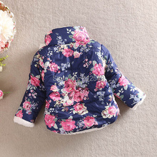 Warm Princess Girls Floral Thick Outerwear Long Sleeve Jacket Cotton Coat