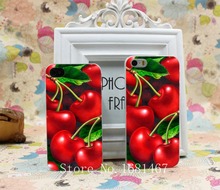 Green cherry fruit of food cherry animation Hard Clear Skin Case Cover for iPhone 4 4s 5 5s 5g 1PC