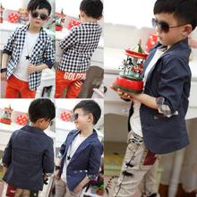 Hot Sale Kids Boys Plaids Check Dots Casual Suit Jacket Coat Costume 2 7 Years Rose