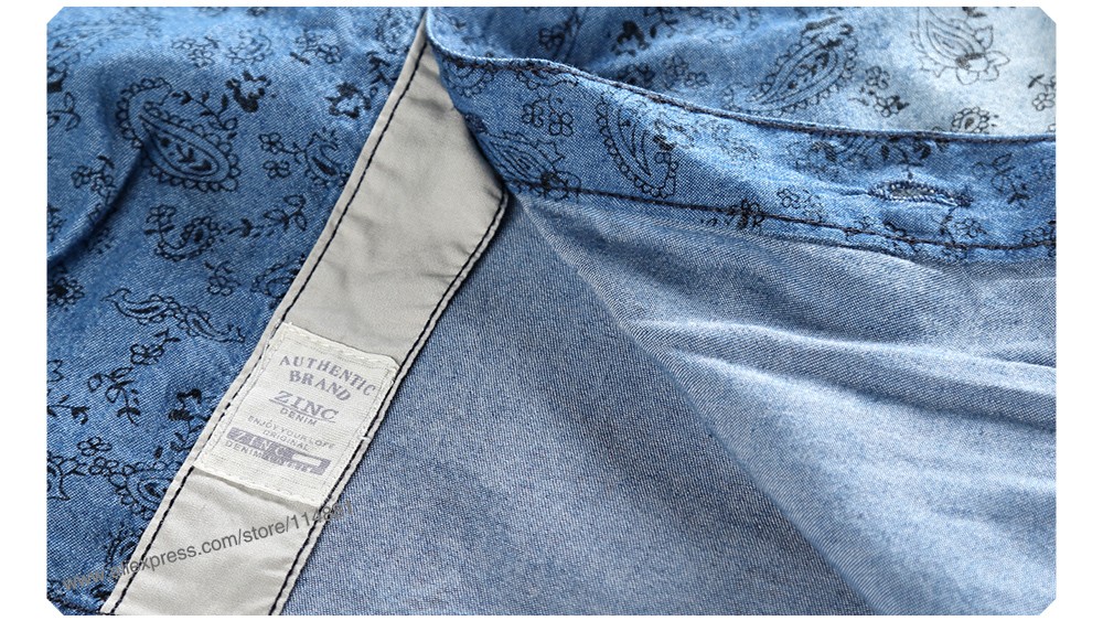 2015 New Long Sleeve Cotton Denim Print Shirts for Men (6)