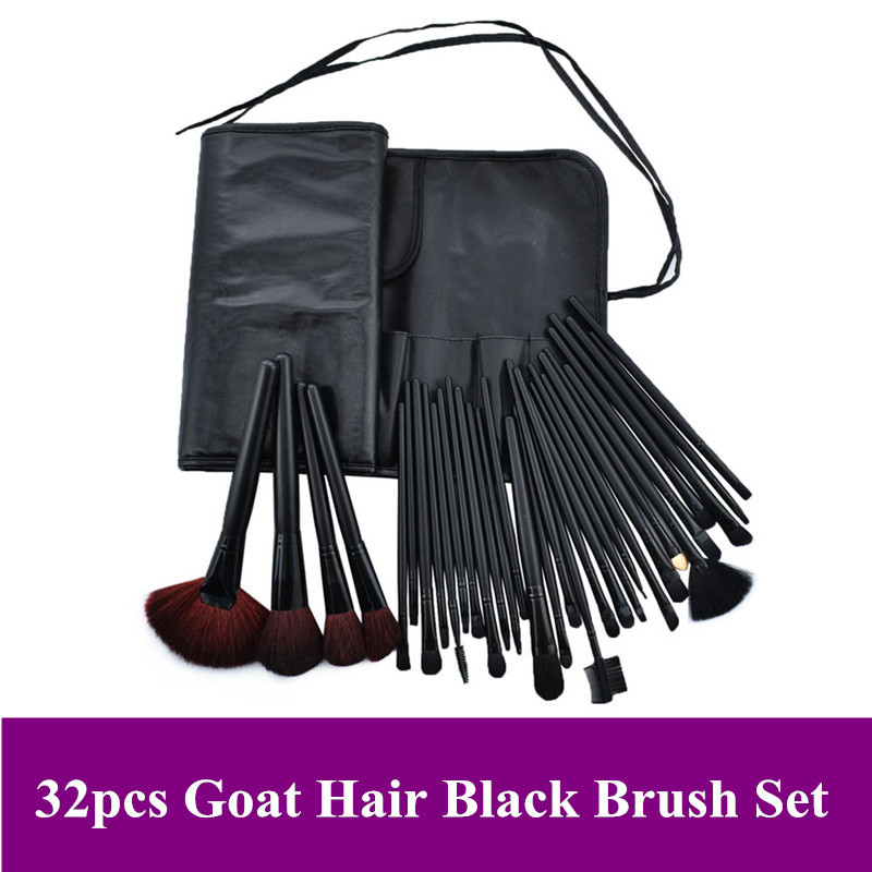 32  makeup natural  Facial  Professional set bag Make up hair brush piece Makeup SALE Brush Set Care Brushes with 32 pcs leather-effect