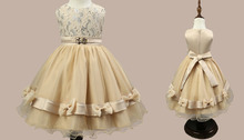 Princess Dress Girls 2016 New Flower Bow-Knot Sequins Wedding Bridesmaid Dresses for Kids Baby Clothing Wear