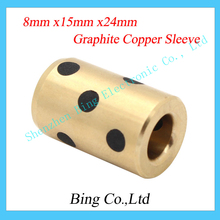 DIY 3d printer parts 8mm x15mm x24mm 8mm bearing self-lubricating oilless bearing composite c copper sleeve for 8mm linear shaft
