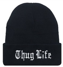 THUG LIFE Black Letter Hat Unisex Fashion Hip Hop Hat Cap Men Beanies Knitted Hats for Women Sport Hats Gorros Bonnets HM0517