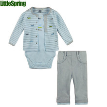 New spring &autumn baby set suit blue crocodile pattern full sleeve sets 2 pieces sets baby children romper