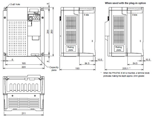 FR-E740-15K-CHT dimensions