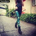 SexeMara Fashion Green Maple Leaf Style Colorful Casual Summer Gothic Leggings Interest Print Leggings Sexy Pants