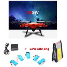 Free Shipping! Red Syma X5SW/X5SW-1 Explorers-II Drone 2MP Wifi Cam+Lipo Bag+5xBattery+Charger
