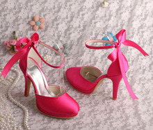 Bride Collections Women Wedding Shoes Small Size Lace up Sandals Fuchisa