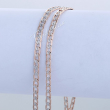 Customized 4mm Flat Hammered Cuban Silver 18K Rose Gold Placted Necklace Mens Chain Womens 18KGF Wholesale