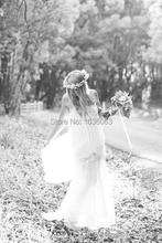 Romantic White 2014 Boho Cheap Beach Wedding Dress Bohemian Vintage Sexy Long Bridal Gowns Dress Simple