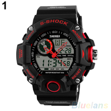Mens Waterproof Digital LED Backlight Alarm Stopwatch Sports Rubber Wrist Watch 4KNU