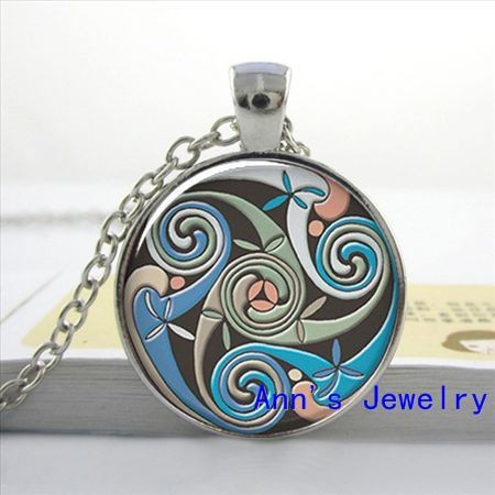 O9 Colorful Celtic Triskelion art pendant, Celtic necklace charm, Goddess jewelry, resin jewelry