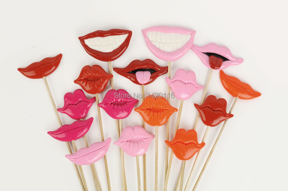4pcs Funny Photo Booth Props For Wedding Party Polymer Clay Lips Glasses