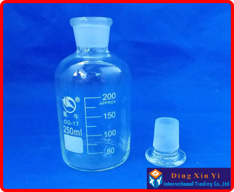 (4 pieces/lot)250ml Glass reagent bottle with ground-in glass stopper,250ml Narrow mouth reagent bottle,Transparent glass bottle