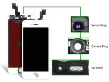 DHL 10pcs Mobile phone parts 100% Tested lcd For iPhone 5s LCD dispaly touch screen (camera ring+ear mesh+sensor ring)