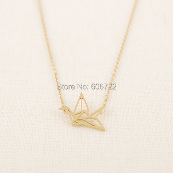 Gold Silver Origami Crane Necklace.jpg