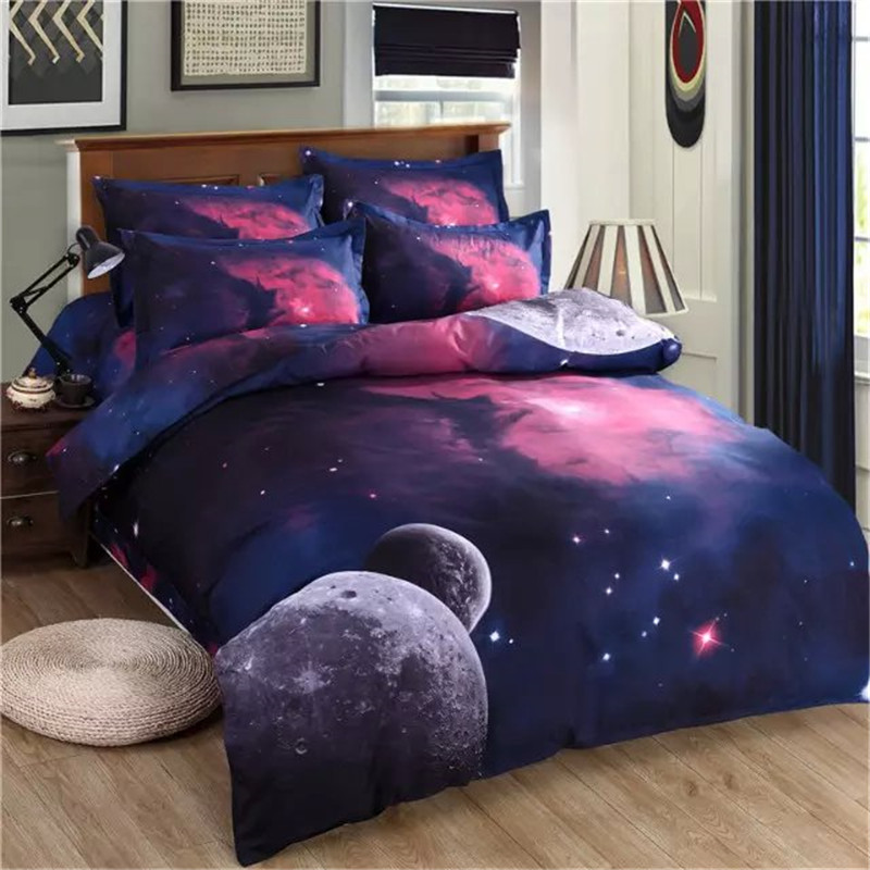 2016 New 4/3pcs Galaxy 3D Bedding Sets Universe Outer Space Duvet cover Bed Sheet / Fitted Bed Sheet pillowcase Twin queen king