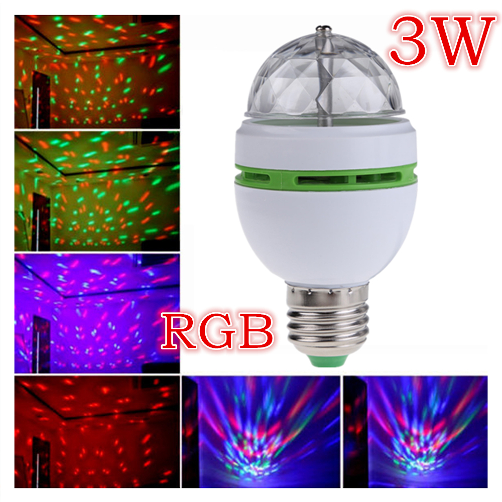 Bombillas LED Lamp E27 Moving Head Stage Lighting Laser Crystal Auto Rotating RGB LED Par DJ