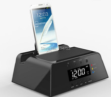 2015 Brand New Version Universal New Portable USB Driver Alarm Clock Radio Charging Docking Station Speaker