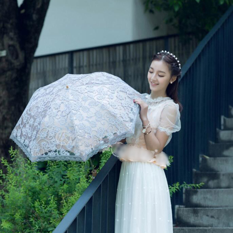  Princess Sun Umbrella Lace Parasol Umbrellas Arched UV Creative Folding Pongee Sunny Women\'s Umbrella Fast shipping (2)