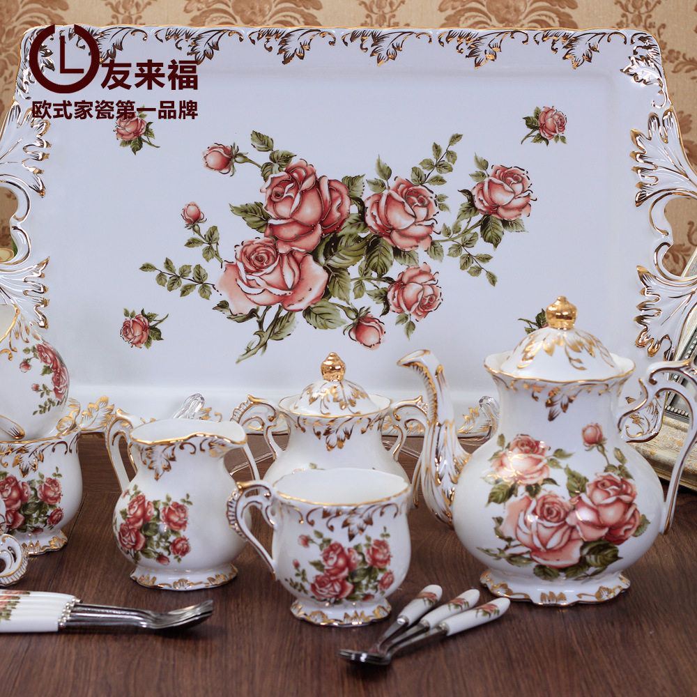 coffee cup set Wholesale European 8 pcs sets ceramic bone china tea set Coffee tea sets
