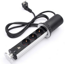 1 Led Light + 2 USB + 3 European Socket Plug Outlet Pop Up Pull Power Point For Kitchen & Office & Desk Worktop,Free Shipping