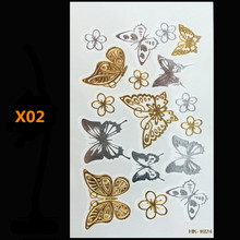 Butterfly gold metal henna tattoo flash gold temporary tattoo man fake tattoo largeglitter tattoo wave than art