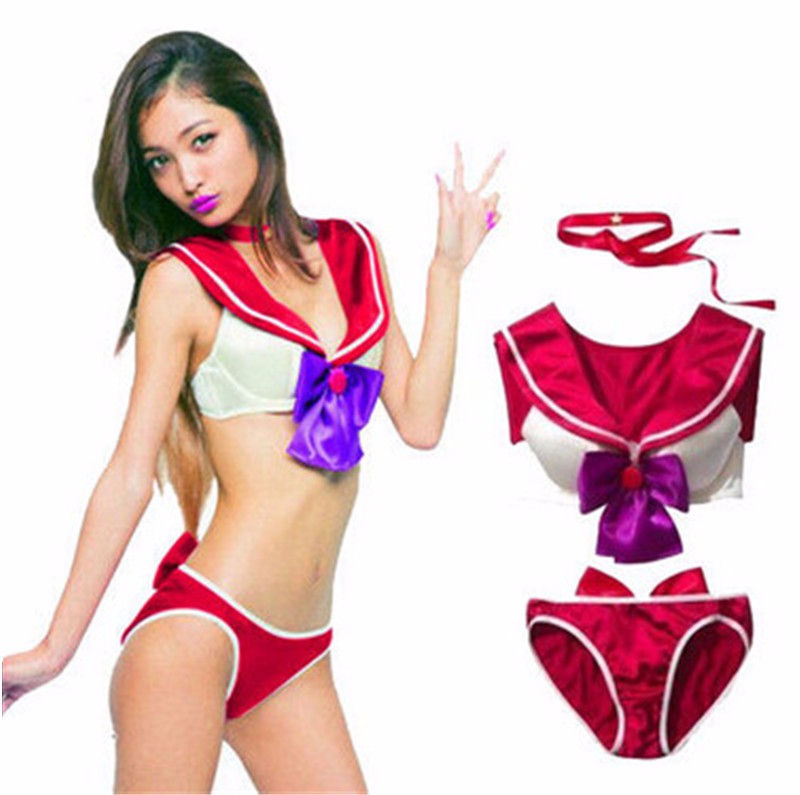 2018 New Sexy Anime Sailor Moon Cosplay Costumes Bikini Set Party Bra And Shorts Set Game