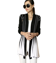 Leisure Slim Color Striped knit Cardigan shawl ladies Long sweater coat 2016 new women elastic big yards Sweaters Women Jacket