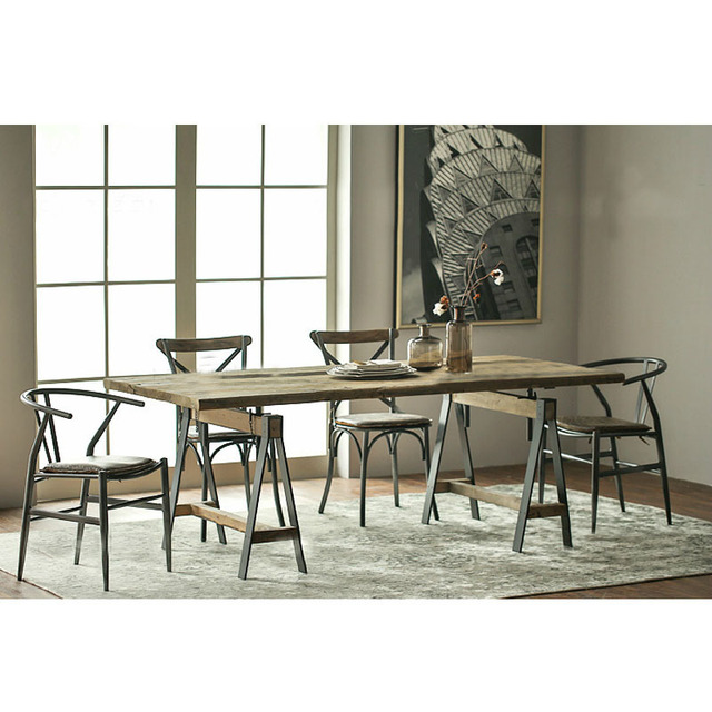 Americano muebles de madera maciza, hierro forjado soporte puede ... Mesas en hierro forjado y madera