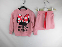 Lucky Store 2015 minnie kids clothes girls clothing sets baby girl cartoon t shirt skirt
