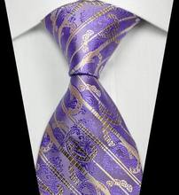 NT0342 Purple Brown Stripe Smooth Man s Jacquard Woven Silk Polyester Tie Classic Business Party Wedding