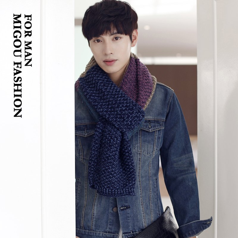 Rice purchase new Korean version of autumn and winter thick wool scarves men s scarves tide