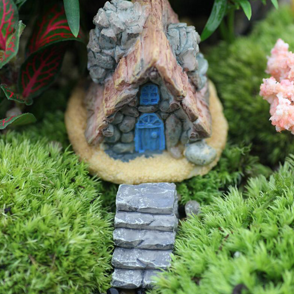 1Pcs Miniature Fairy Garden Stone House Statue Home Decoration Outdoor Decor DIY
