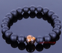 Handmade Gemstone Bracelet Matte Black Onyx Tiger Eye Elastic MEN WOMEN