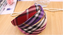 Beige Plaid Tartan Check Grid Ribbon Headband Hair Hoop Check Hair Accessories Gossip Girl Alice Band