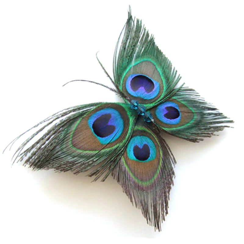 New Butterfly Peacock Feather Bridal Wedding Hair Clip Pin Head Hairpin 
