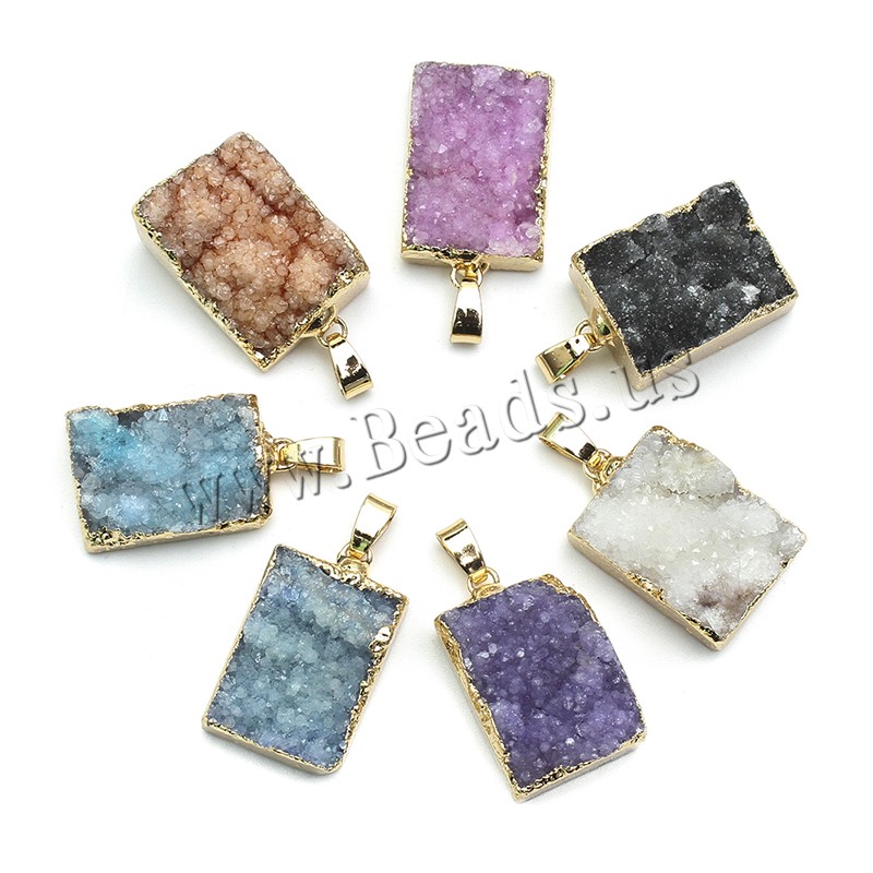 Free shipping 10PCs Natural Agate Quartz Crystal Druzy Pendant For Necklace Bulk Jewelry Rectangle  Ice Quartz Agate Pendant