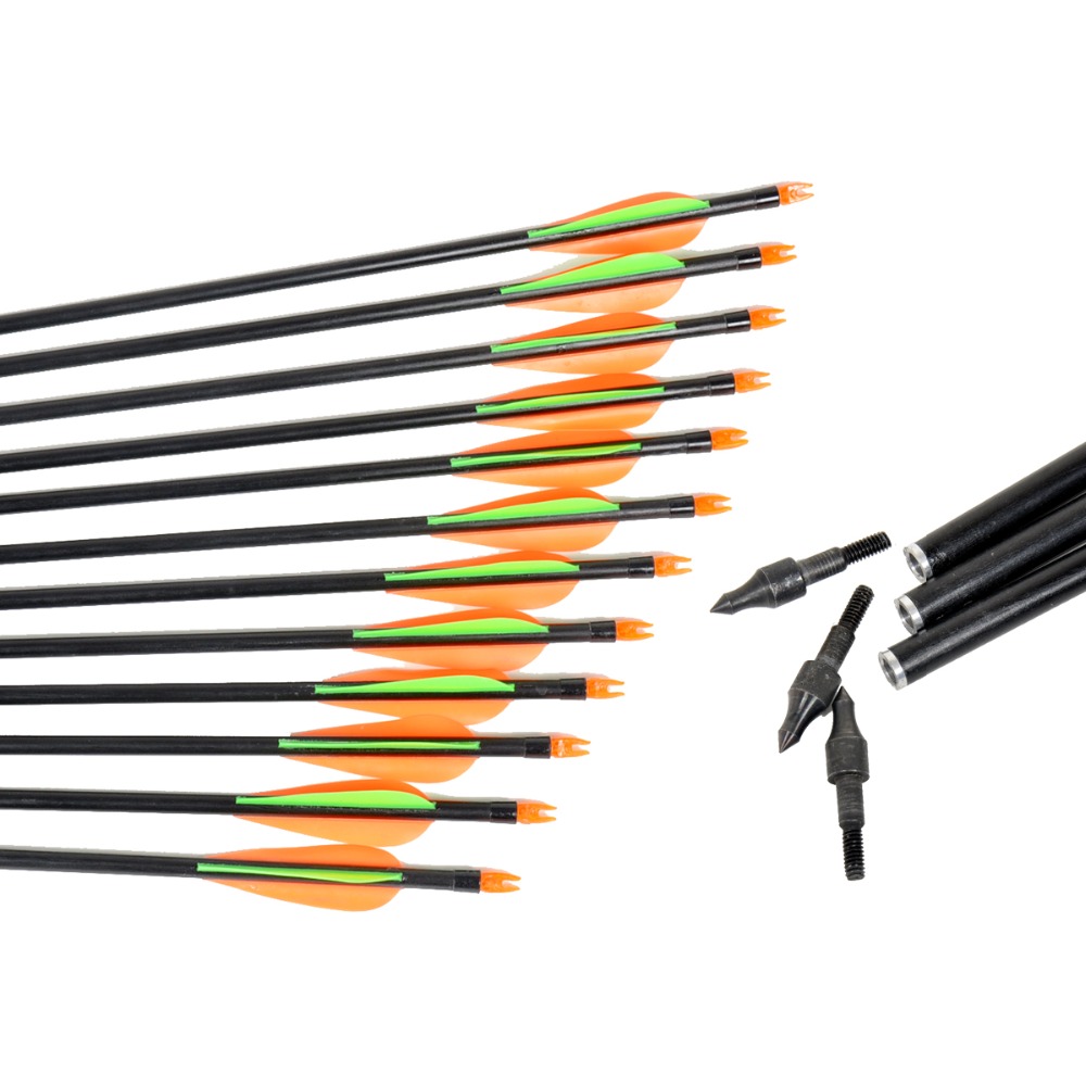 12pcs 31 Inch Long Spine 600 Target Practice Steel Point Archery Fiberglass Arrows with for Hunting