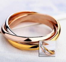 High quality 3 Color Anel 18K Gold Plated Brand Rings For Women Elegant Party Wedding Rings
