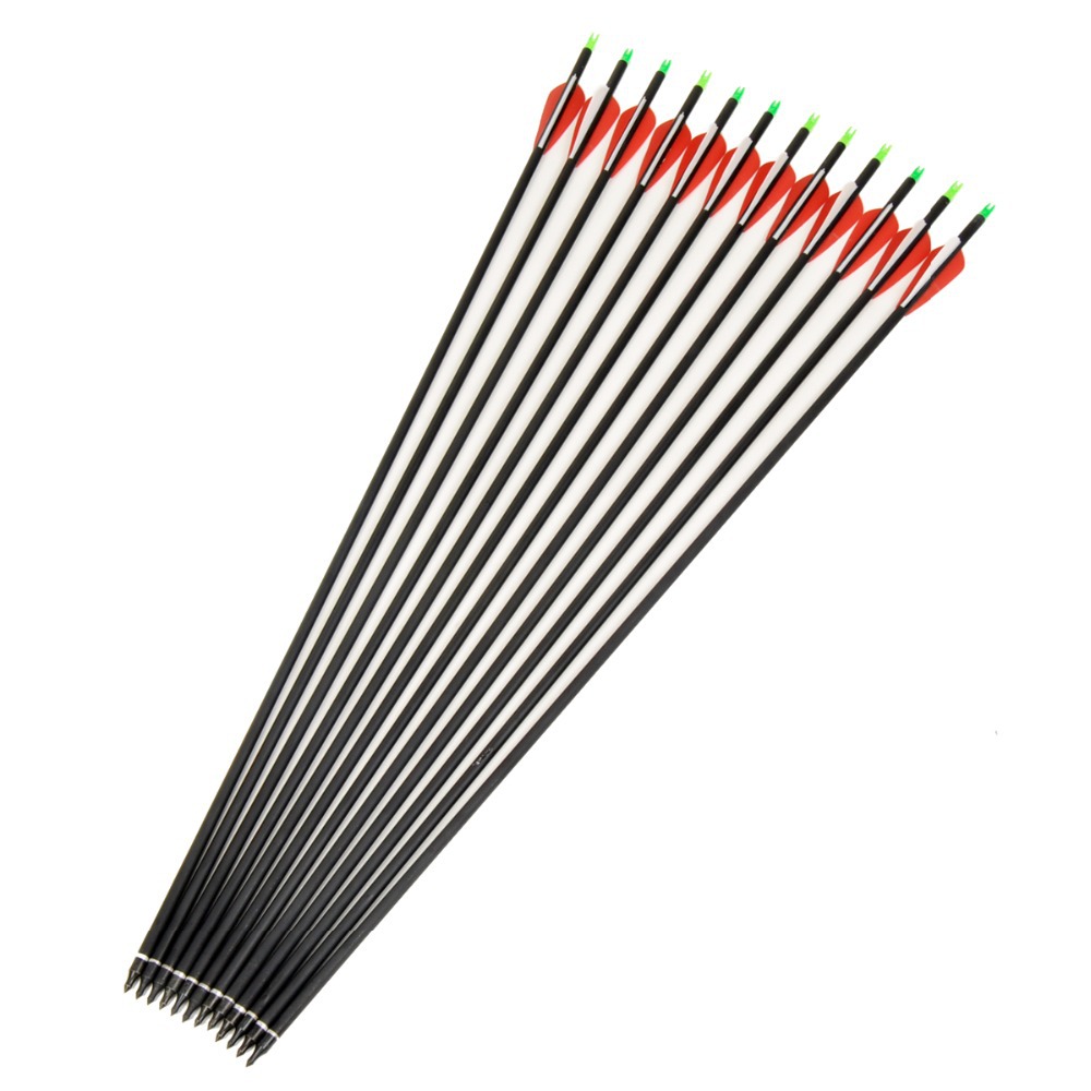 2015 Hot Sell Carbon Arrow 12 Pcs 30 Archery Arrows with Changeable Arrowheads and Plastic Feathers