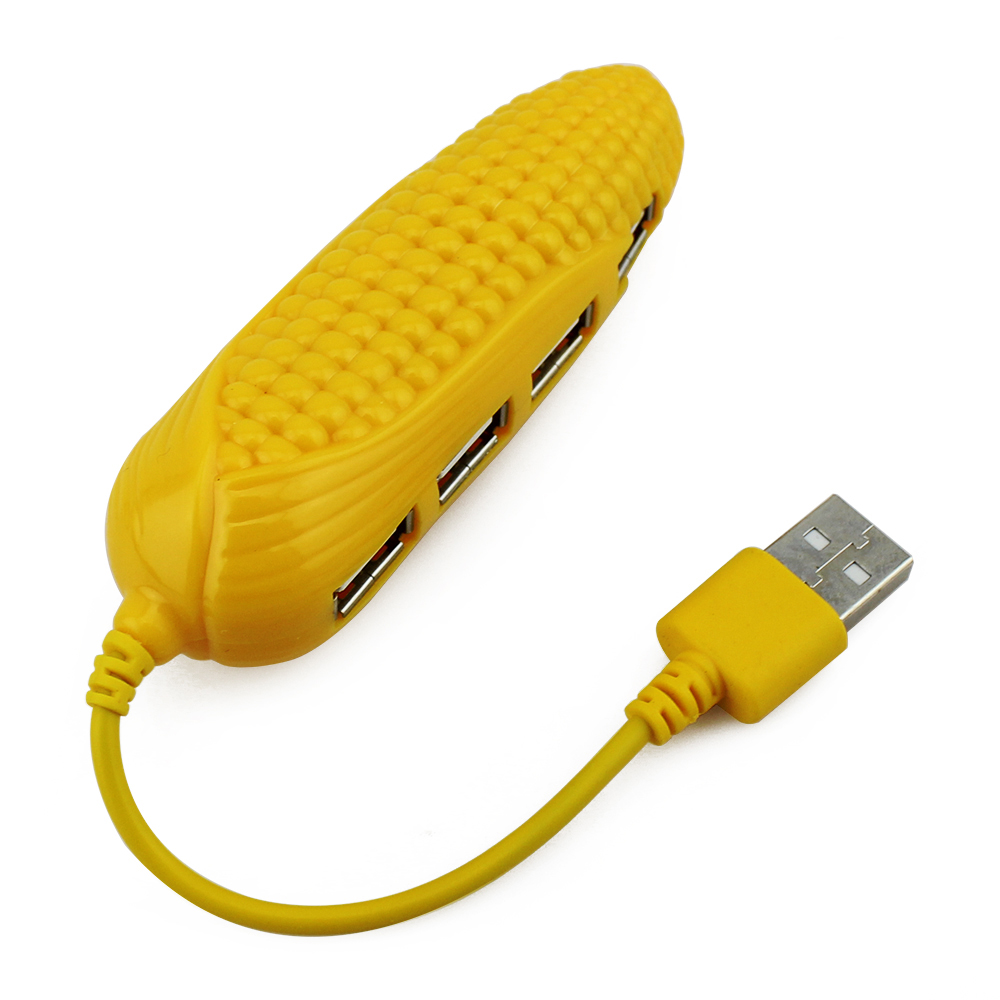 1 pcs Cartoon Corn High Speed Mini Slim 4 Port USB 2 0 Hub Expander Multiple
